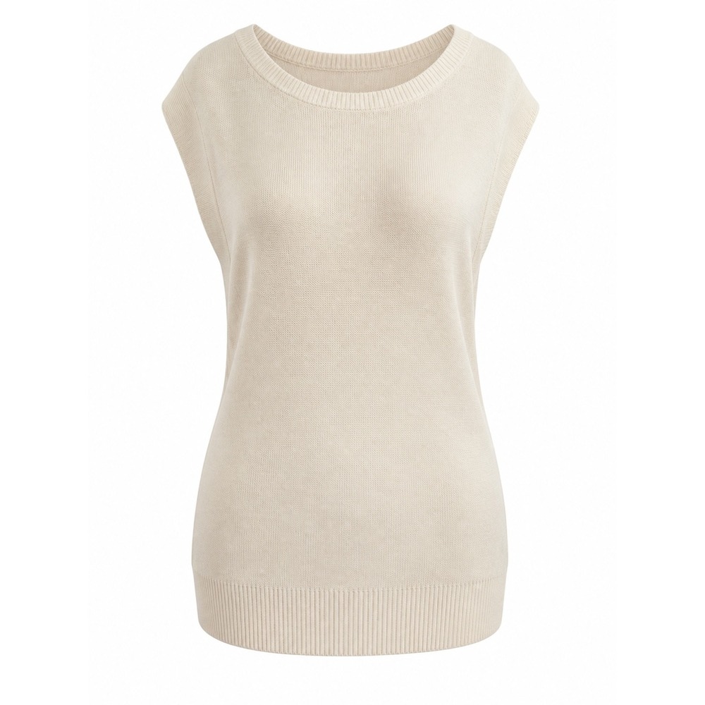 Banana Republic Womens Ivory Rayon Knit Sleeveless Sweater Top Crew Neck Large